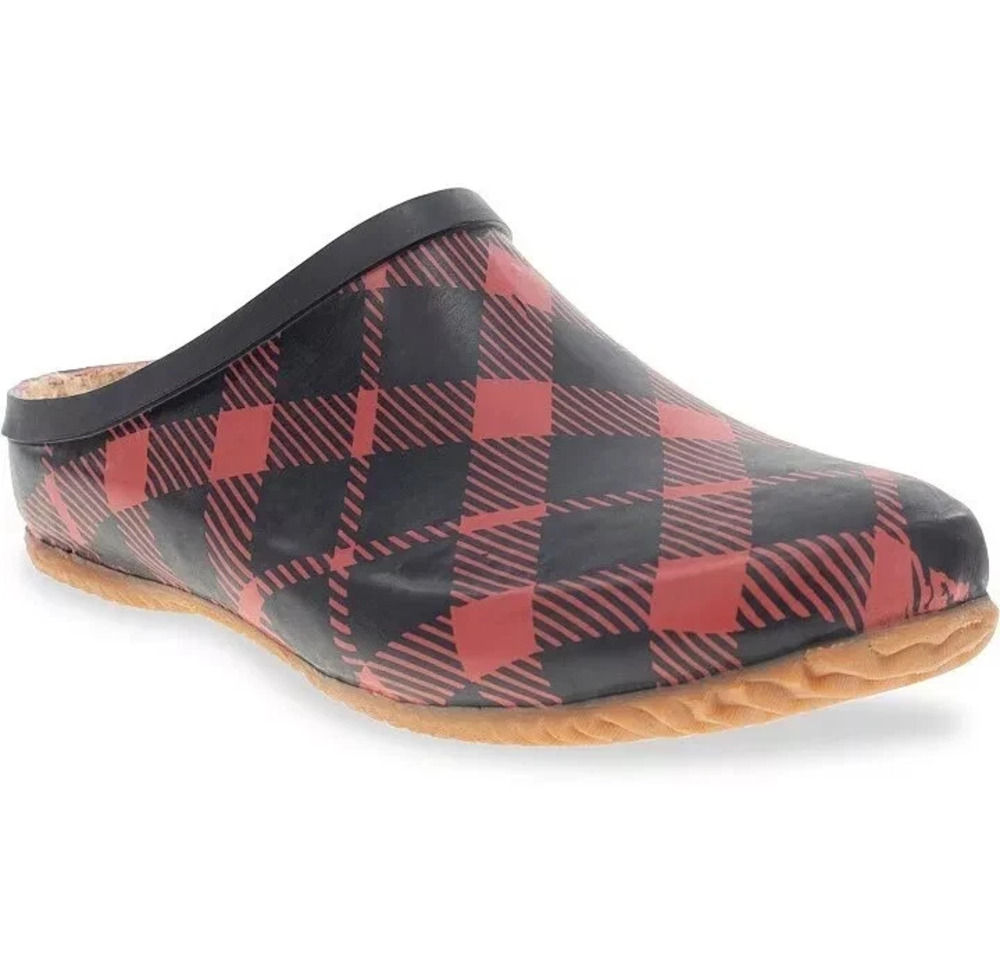 WESTERN CHIEF-Women's Heritage Red Plaid Lined Waterpoof Rubber Clogs-Size 7